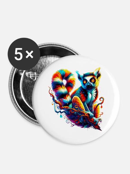 Lemur - Buttons groß 56 mm (5er Pack) - Weiß