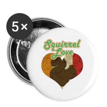 Eichhörnchen Liebe Vintage Herz Streifenhörnchen Tierliebhaber - Buttons groß 56 mm (5er Pack) - Weiß - Vorne