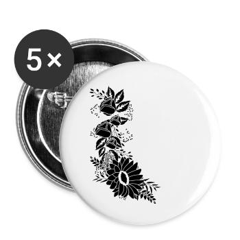 Buchstabe c Blumen schwarz und weiß - Buttons groß 56 mm (5er Pack) - Weiß - Vorne