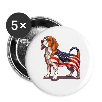 Beagle Dog 4th of July American Flag Beagle Gifts - Buttons groß 56 mm (5er Pack) - Weiß - Vorne