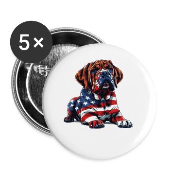 Bullmastiff Dog 4th of July American Flag Gifts - Buttons large 2.2''/56 mm (5-pack) - white - Front