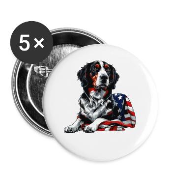Border Collie Dog 4th of July American Flag Gifts - Buttons groß 56 mm (5er Pack) - Weiß - Vorne