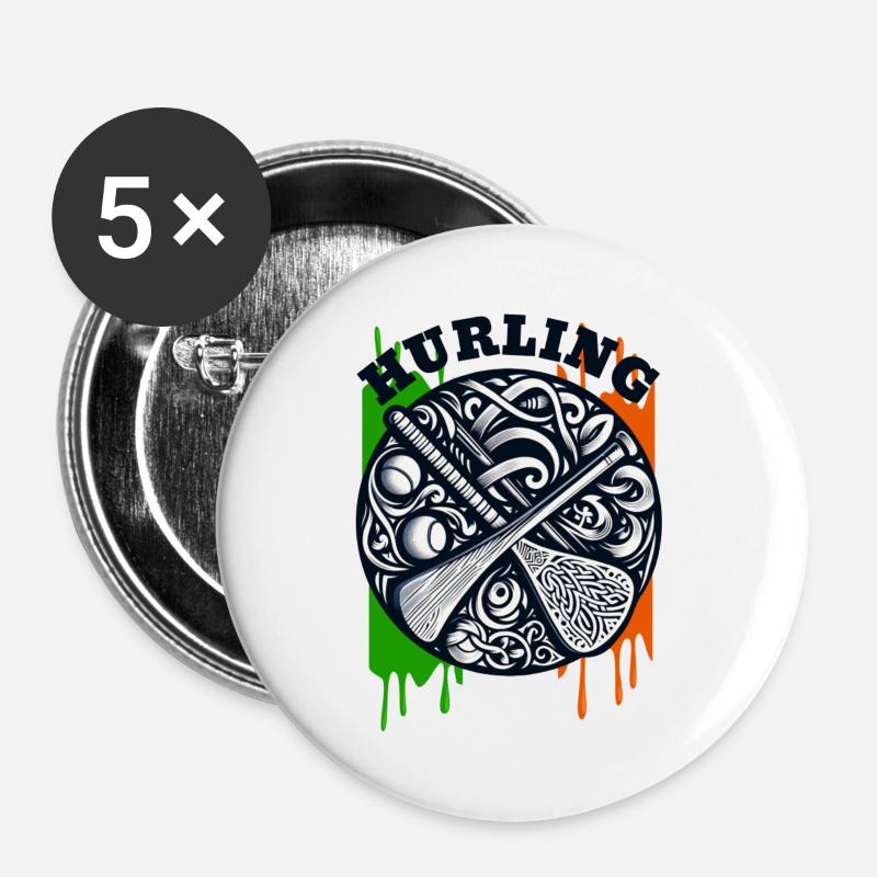 Hurling - Buttons large 2.2''/56 mm (5-pack) - white