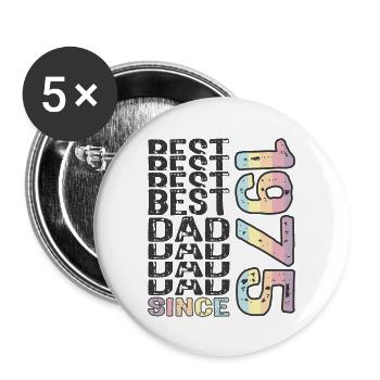 Meilleur papa du monde depuis 1975 Fête des pères - Lot de 5 grands badges (56 mm) - blanc - Devant