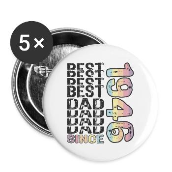 Best dad in the world since 1946 Father's Day - Buttons large 2.2''/56 mm (5-pack) - white - Front