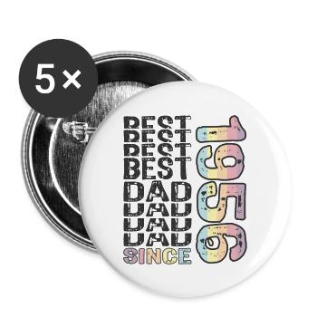 Best dad in the world since 1956 Father's Day - Buttons large 2.2''/56 mm (5-pack) - white - Front