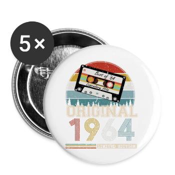 Vintage 1964 60th Anniversary Gift - Buttons large 2.2''/56 mm (5-pack) - white - Front