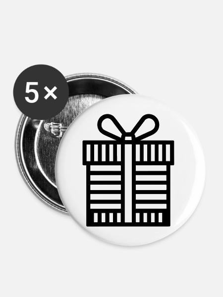 Kleine Geschenkbox - Buttons groß 56 mm (5er Pack) - Weiß