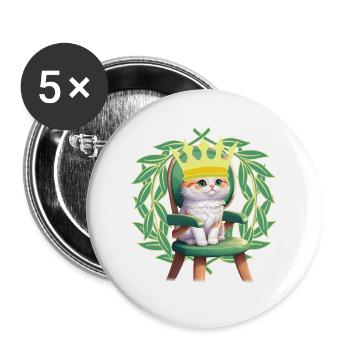 Cat Cats Kitten Princess Kids Child - Buttons large 2.2''/56 mm (5-pack) - white - Front