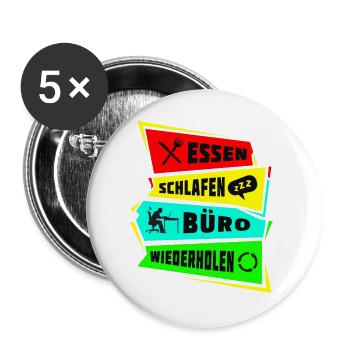 Manger dormir Répétition du bureau - Lot de 5 grands badges (56 mm) - blanc - Devant