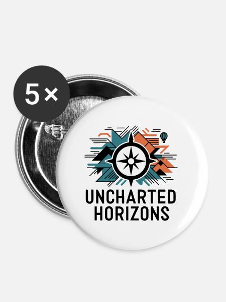 UNERFORSCHTE HORIZONTE - Buttons groß 56 mm (5er Pack) - Weiß