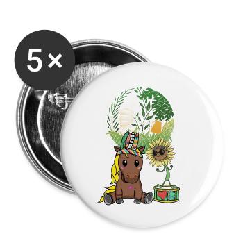 Hippie Cheval Environnement Nature Conservation Climat Terre Nature - Lot de 5 grands badges (56 mm) - blanc - Devant