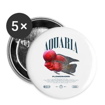 Flowerhorn Cichlid Fish Keeper Streetwear - Lot de 5 grands badges (56 mm) - blanc - Devant
