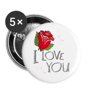 i love you Liebe Rose - Buttons groß 56 mm (5er Pack) - Weiß - Vorne