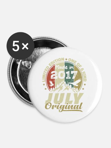 Juli 2017 Geburtstagsgeschenk 2017 Juli 2017 - Buttons groß 56 mm (5er Pack) - Weiß