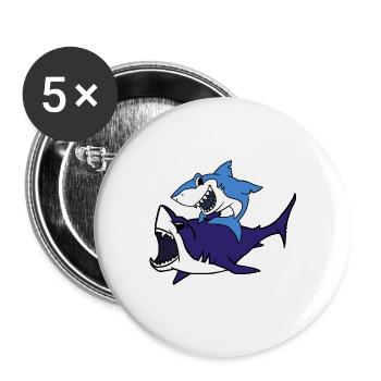 Requin chevauchant un t-shirt de requin drôle de requin - Lot de 5 grands badges (56 mm) - blanc - Devant