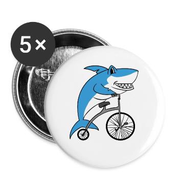 Hai Reiten Retro Fahrrad mit Riesenrad Radfahrer - Buttons groß 56 mm (5er Pack) - Weiß - Vorne