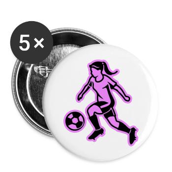 Fussballerin Fussball Frau - Buttons groß 56 mm (5er Pack) - Weiß - Vorne