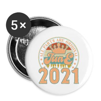 Juni 2021. Geburtstagsgeschenk im Juni 2021. Juni - Buttons groß 56 mm (5er Pack) - Weiß - Vorne