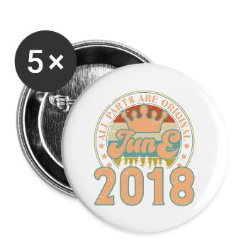 Juni 2018. Geburtstagsgeschenk Juni 2018. Juni - Buttons groß 56 mm (5er Pack) - Weiß - Vorne