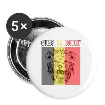 Belgique Drapeau belge - Lot de 5 grands badges (56 mm) - blanc - Devant