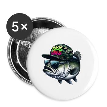 striped bass vibes - Buttons large 2.2''/56 mm (5-pack) - white - Front
