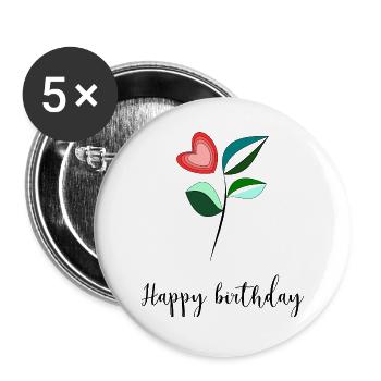 ALLES GUTE ZUM GEBURTSTAG. ALLES GUTE ZUM GEBURTSTAG. JAHRESTAG. - Buttons groß 56 mm (5er Pack) - Weiß - Vorne