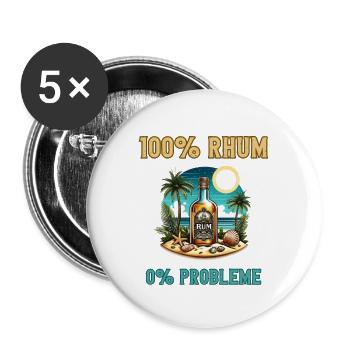 Rum 100% alcohol aperitif Caribbean humor with friends - Buttons large 2.2''/56 mm (5-pack) - white - Front