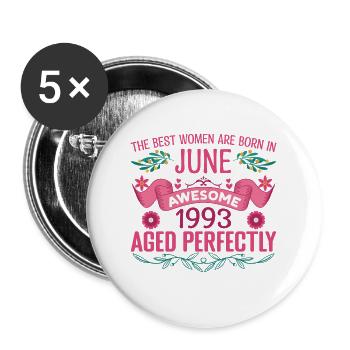 June 1993 Female Birthday June 1993 - Buttons large 2.2''/56 mm (5-pack) - white - Front