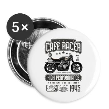 Cafe Racer Motorrad Geburtstag Biker Geboren 1945 - Buttons groß 56 mm (5er Pack) - Weiß - Vorne