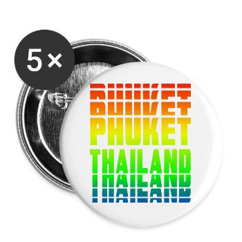 Phuket Thailand Regenbogen Design - Buttons groß 56 mm (5er Pack) - Weiß - Vorne