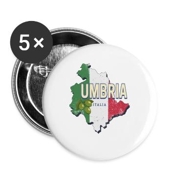 Umbria Italy Region Wall Map Vintage Souvenir - Buttons large 2.2''/56 mm (5-pack) - white - Front