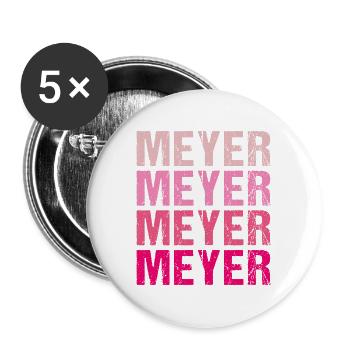 Meyer Family Name Team Retro Gift Idea - Buttons large 2.2''/56 mm (5-pack) - white - Front