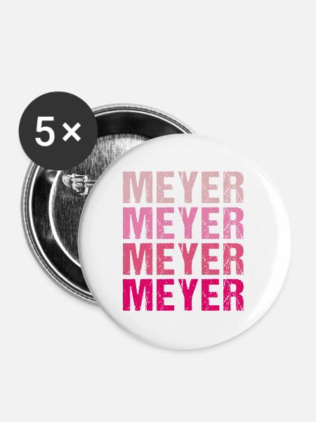 Meyer Familienname Team Retro Geschenkidee - Buttons groß 56 mm (5er Pack) - Weiß