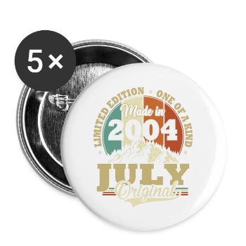 Vintage Juillet 2004 Vintage Cadeau Anniversaire - Lot de 5 grands badges (56 mm) - blanc - Devant