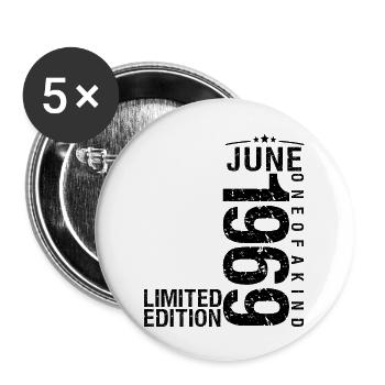 Anniversaire Juin 1969 Juin né en Juin 1969 - Lot de 5 grands badges (56 mm) - blanc - Devant
