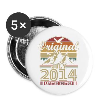 Original Juli 2014 Vintage Geburtstagsgeschenk - Buttons groß 56 mm (5er Pack) - Weiß - Vorne