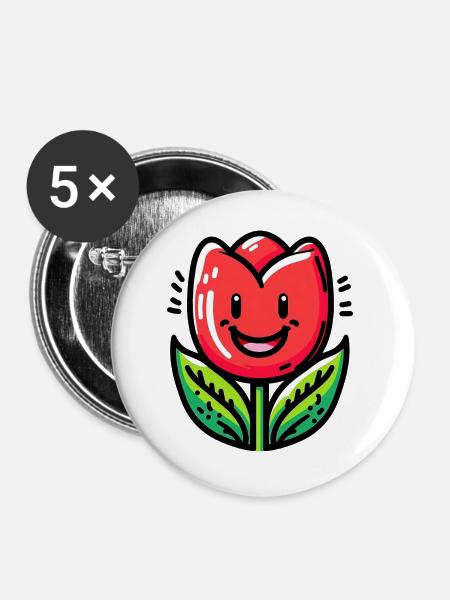 Tulpe - Buttons groß 56 mm (5er Pack) - Weiß