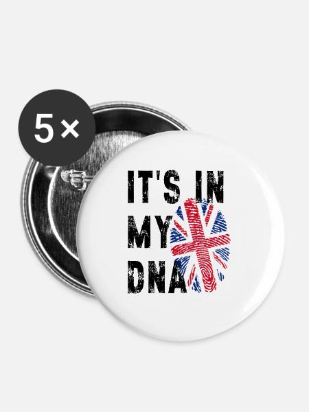 Union Jack Fingerabdruck - Buttons groß 56 mm (5er Pack) - Weiß
