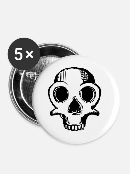 skull 1c - Buttons groß 56 mm (5er Pack) - Weiß