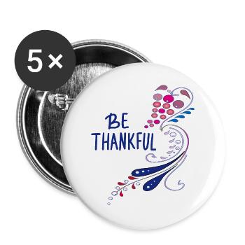 be thankful - Buttons large 2.2''/56 mm (5-pack) - white - Front