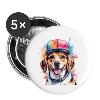 Beagle Snapback Cap Dog Funny Animal Design Print - Buttons large 2.2''/56 mm (5-pack) - white - Front