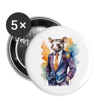 Costume Opossum Imprimé Animal Design Coloré - Lot de 5 grands badges (56 mm) - blanc - Devant