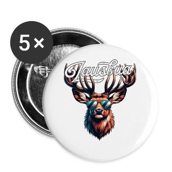 Lausbua T-Shirt Jungen Tracht Herren Trachtenshirt - Buttons groß 56 mm (5er Pack) - Weiß - Vorne