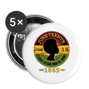 Juneteenth feiern: Freiheit, Erbe, Einheit - Buttons groß 56 mm (5er Pack) - Weiß - Vorne