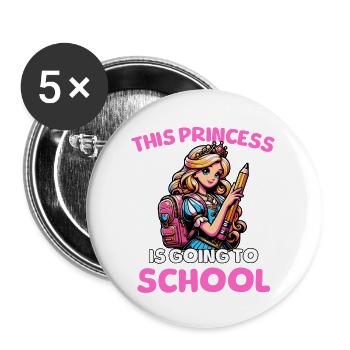 Cette princesse va à l’école - Lot de 5 grands badges (56 mm) - blanc - Devant