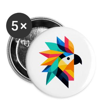 Oiseau - Lot de 5 grands badges (56 mm) - blanc - Devant