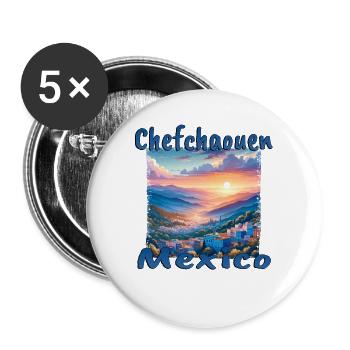 Chefchaouen Mexico Sunset Mountains - Buttons large 2.2''/56 mm (5-pack) - white - Front