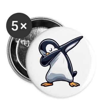 Cooler Pinguin Dabbing Tanzen Entspannt Spass - Buttons groß 56 mm (5er Pack) - Weiß - Vorne