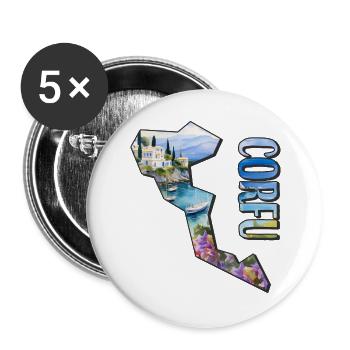 Aquarell Landkarte Korfu - Buttons groß 56 mm (5er Pack) - Weiß - Vorne